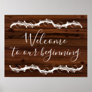 Welcome to our beginning rustic wood wedding sign