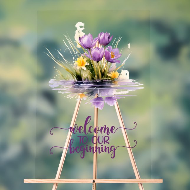 Welcome To Our Beginning Wedding Acrylic Sign (Neutral)