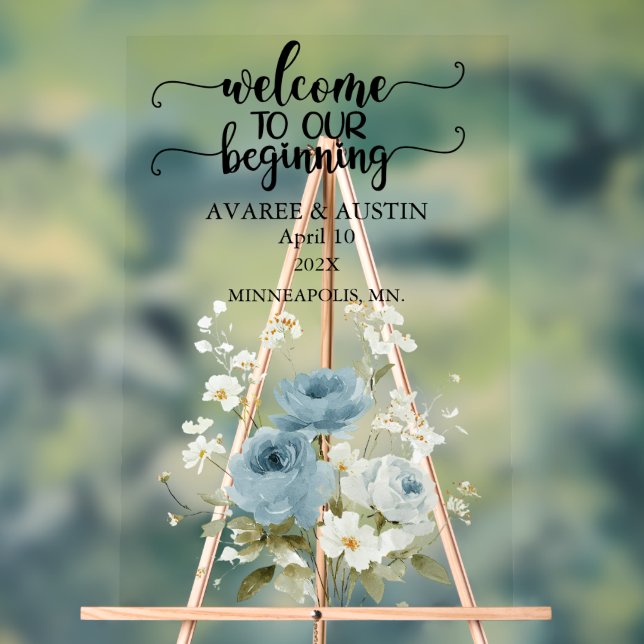 Welcome to our Beginning Wedding  Acrylic Sign (Neutral)