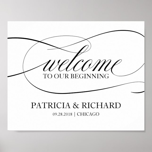 Welcome To Our Beginning White and Black Script Poster (Front)