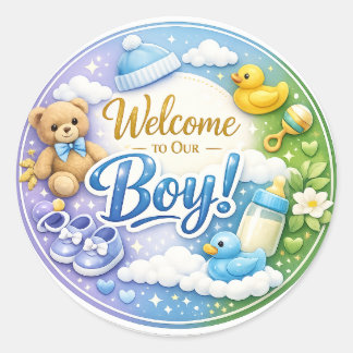 Welcome to Our Boy – Baby Shower Sticker