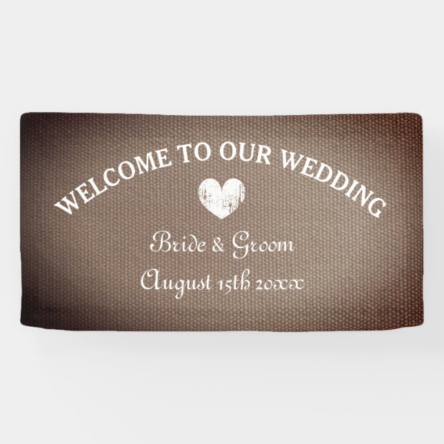 Welcome to our burlap theme wedding banner sign (Horizontal)