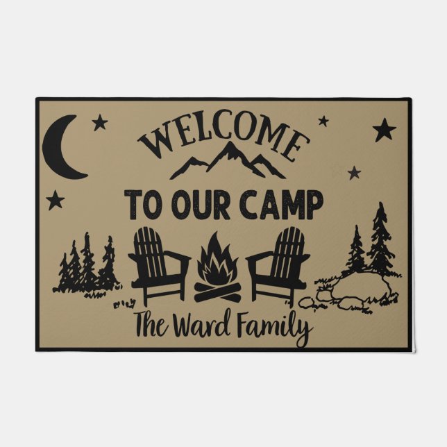 Welcome To Our Camp Rug, Camping Lovers  Doormat (Front)