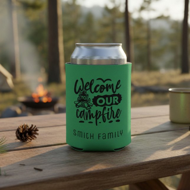 Welcome To Our Campfire Custom Name Can Cooler (Creator Uploaded)