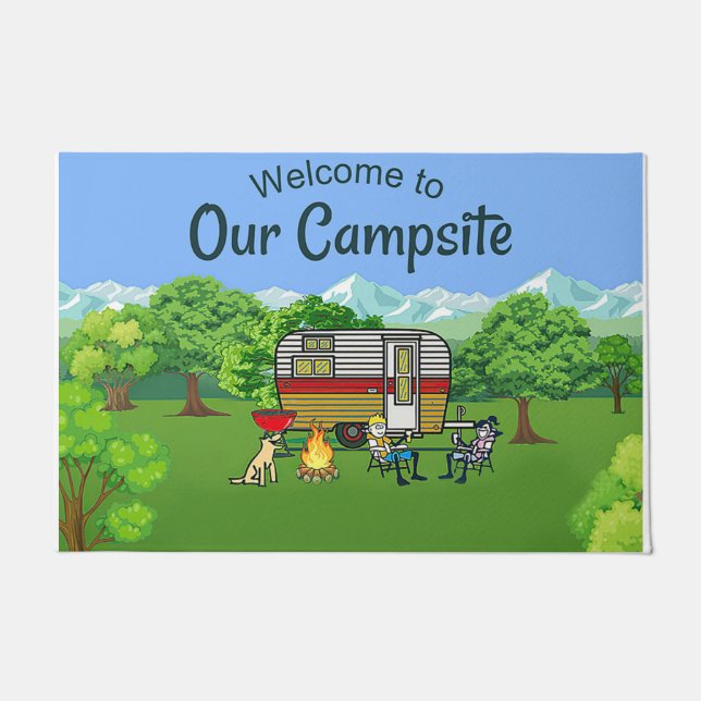 Welcome To Our Campsite Mat, Lovely Doormat (Front)