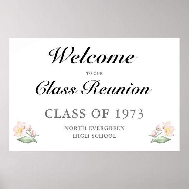 Welcome To Our Class Reunion Apple Blossom School Poster (Front)
