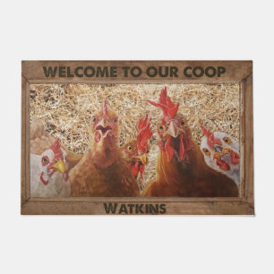 Welcome To Our Coop   Funny Chicken Family Doormat
