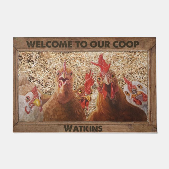 Welcome To Our Coop | Funny Chicken Family Doormat (Front)
