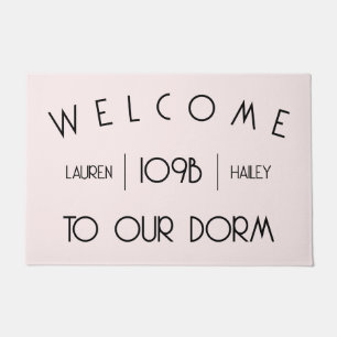 "Welcome to our Dorm" Custom Names and Room# Dorm Doormat