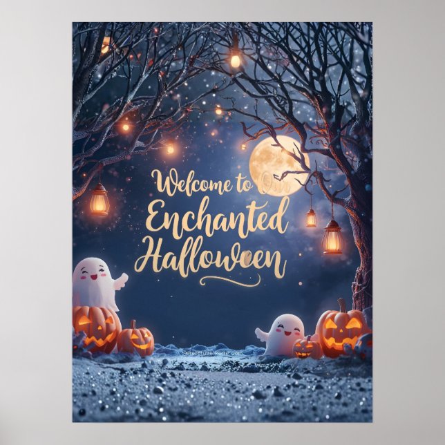 Welcome to Our Enchanted Halloween – Cute Ghost Po Poster (Front)