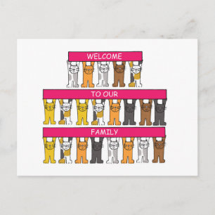 Welcome to Our Family Cartoon Cats Postcard