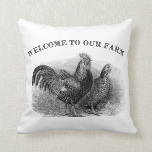 Welcome to our Farm Chicken Rooster Vintage pillow