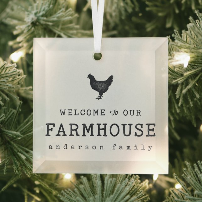 Welcome to our Farmhouse Country Rustic Chicken Glass Tree Decoration (Insitu)
