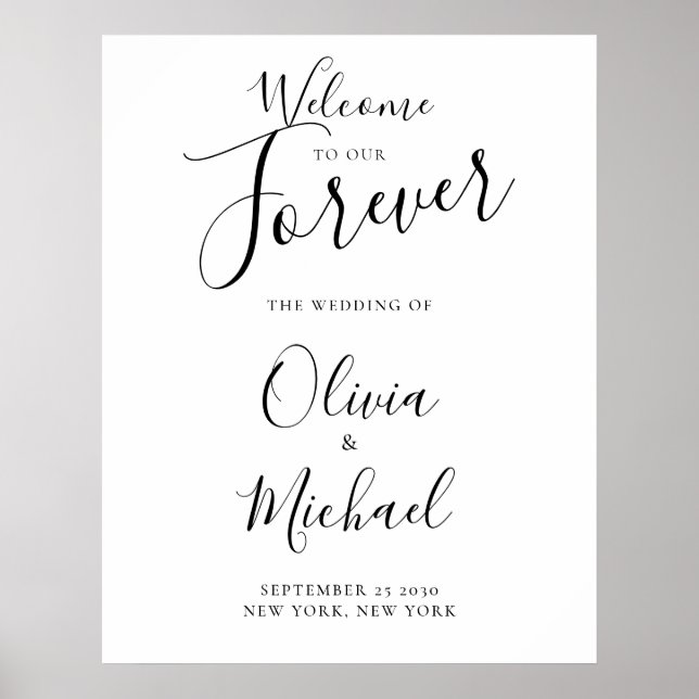 Welcome To Our Forever Elegant Wedding Sign (Front)