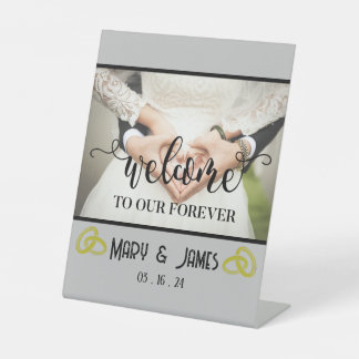 Welcome to Our Forever Photograph Custom Wedding   Pedestal Sign