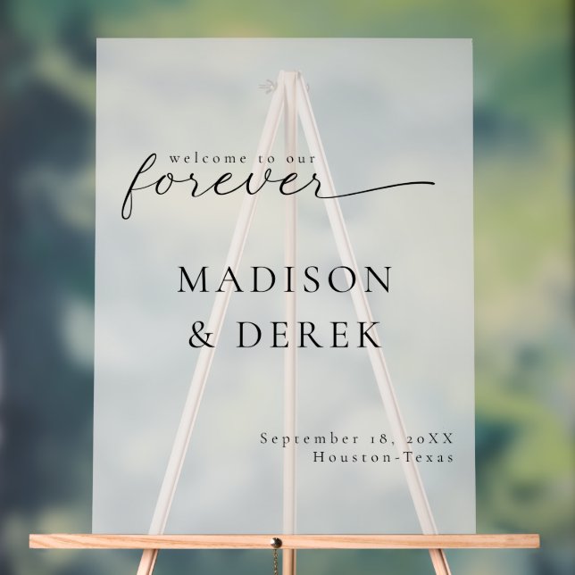 " WELCOME TO OUR FOREVER " Wedding Acrylic Sign (Neutral)