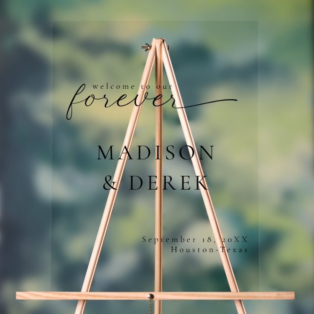 " WELCOME TO OUR FOREVER " Wedding Acrylic Sign (Neutral)