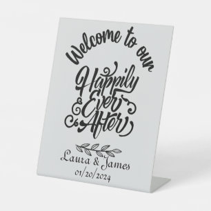 Welcome to Our Happily After Custom Wedding Pedest Pedestal Sign