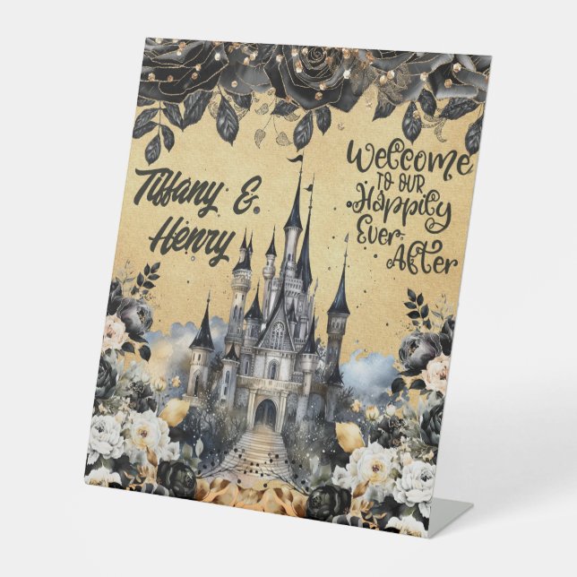 Welcome to Our Happily Ever After Custom Pedestal Sign (Front)