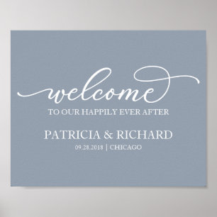 Welcome to our Happily Ever After Dusty Blue Sign