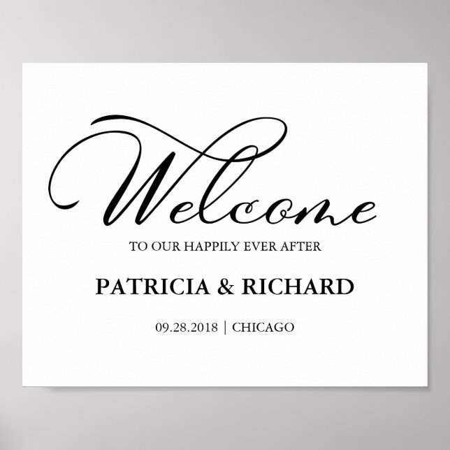 Welcome to our Happily Ever After Elegant Sign (Front)