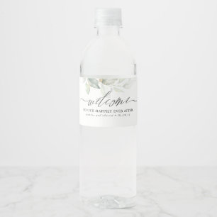 Welcome To Our Happily Ever After Greenery Water Bottle Label