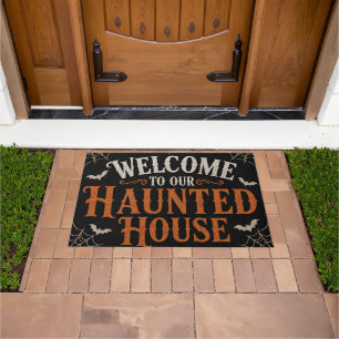 Welcome to Our Haunted House Halloween Doormat