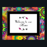 Welcome To Our Home Art Deco Pattern Poster<br><div class="desc">Welcome to our home poster in an art deco art nouveau style pattern. A burst of varied flower shapes and spinning wheels in many vibrant and exciting colours. Lots of different shapes and patterns with petals and circles and more overlap in this art nouveau ornamental styled pattern. A variety of...</div>