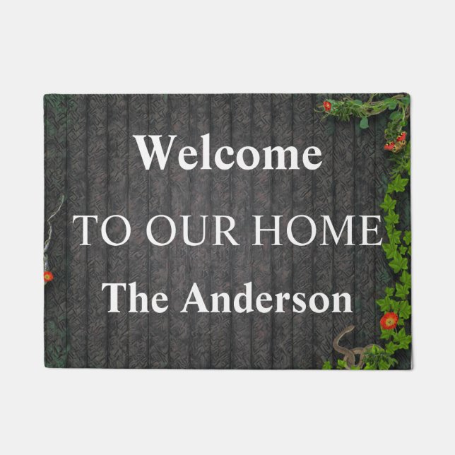 Welcome to Our Home Custom Family Name Door Doorma Doormat (Front)