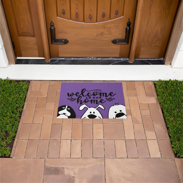 Welcome to Our Home Cute Dog Design for Pet Lovers Doormat (Outdoor)