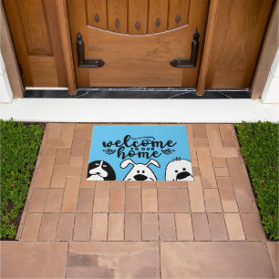 Welcome to Our Home Cute Dog Design for Pet Lovers Doormat