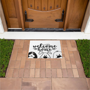 Welcome to Our Home Cute Dog Design for Pet Lovers Doormat