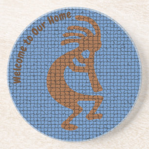 Welcome to Our Home Kokopelli with Flute Southwest Coaster