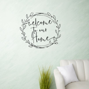 Welcome to Our Home Laurel Line Art Frame Wall Decal