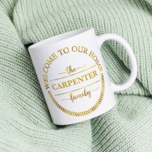 Welcome to our home Personalized Family Gold Coffee Mug