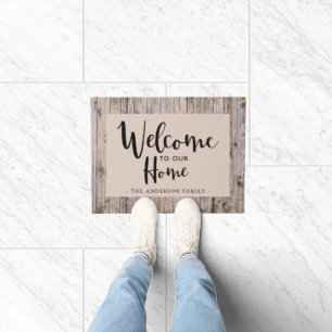 Welcome To Our Home Rustic Wood Doormat