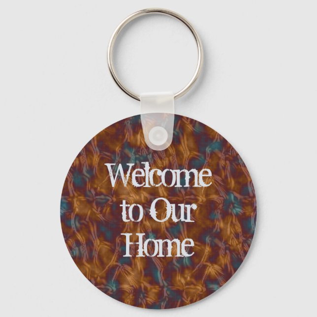 Welcome to Our Home Vacation Rental Guest Key Key Ring (Front)