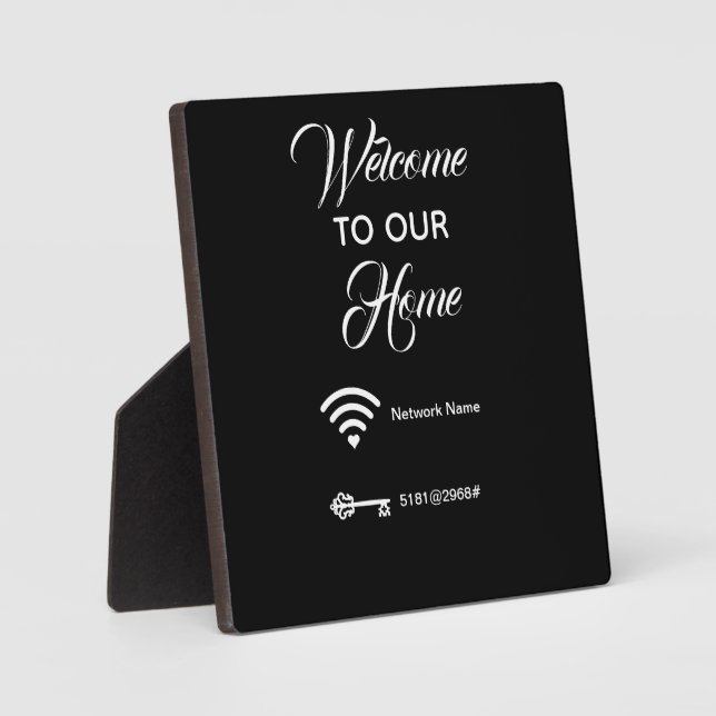 Welcome to our home wifi password elegant plaque (Front)