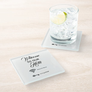 Welcome to our hotel wifi password elegant  glass coaster