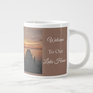 Welcome to Our Lake House, Calm Lake House Gift Large Coffee Mug