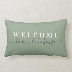 Welcome to Our Lake House Sage Lumbar Pillow