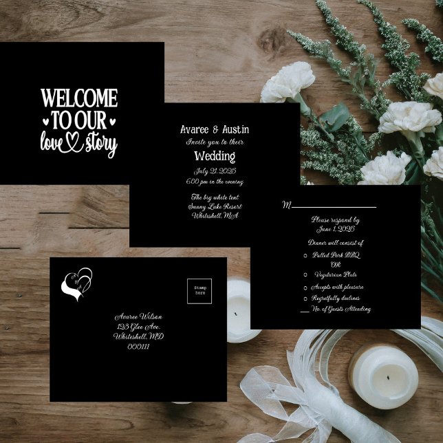 Welcome to our Love Story Black and White Wedding  All In One Invitation (Creator Uploaded)