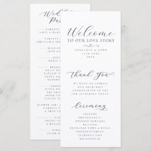 Welcome to Our Love Story Elegant Script Wedding Program