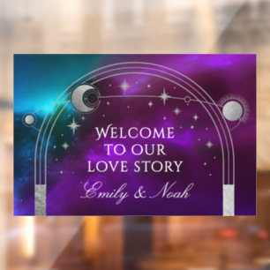 Welcome To Our Love Story Purple Teal Celestial