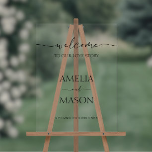 Welcome to Our Love Story Wedding Welcome Acrylic Sign