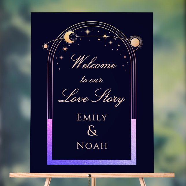 Welcome To Our Love Story Wedding Welcome Sign (Neutral)