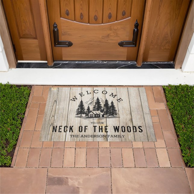 Welcome to our Neck of the Woods Cabin Family Doormat (Outdoor)