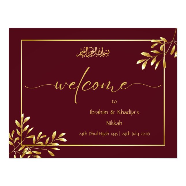 Welcome to our Nikkah - Islamic Wedding Sign (Front)