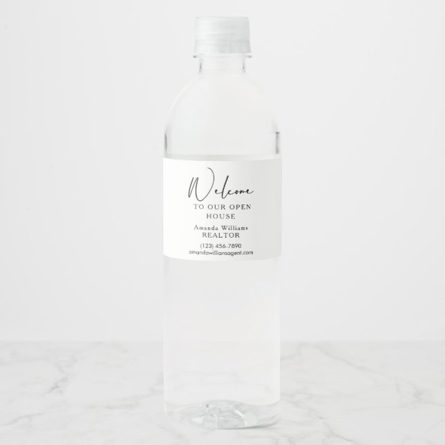 Welcome to our open house| Personalized Agent Water Bottle Label (Front)