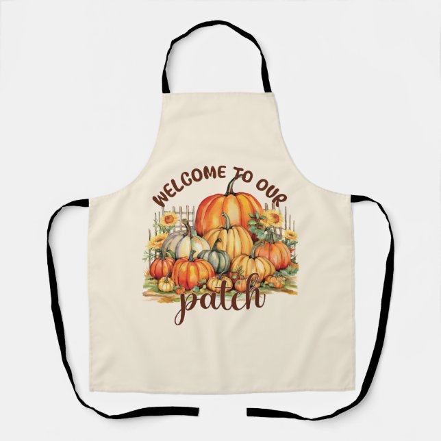Welcome to Our Patch – Cosy Pumpkin Patch Apron (Front)